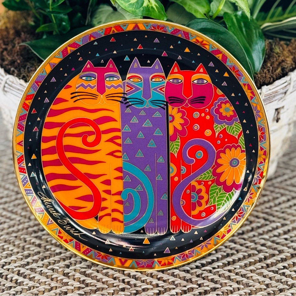 Laurel Burch “Fanciful Felines” Royal Doulton China Plate, Excellent…